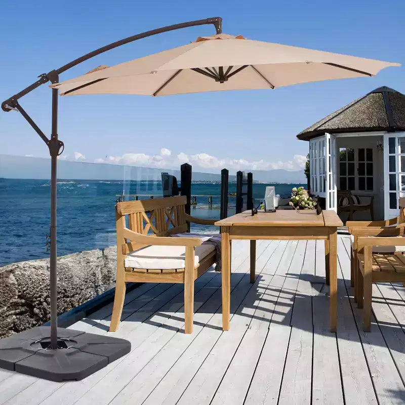 Parasol déporté de patio avec base en croix