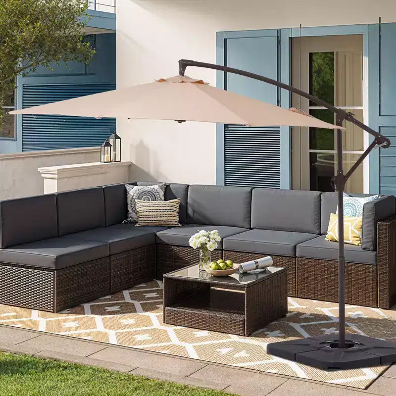 Parasol déporté de patio avec base en croix
