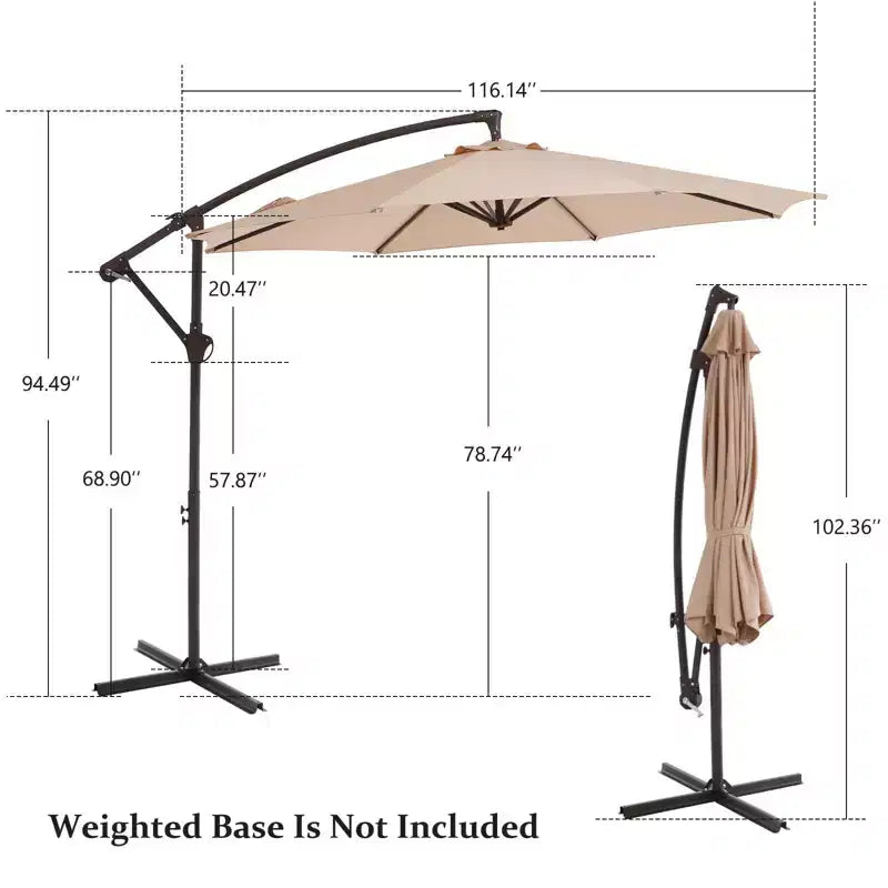 Parasol déporté de patio avec base en croix