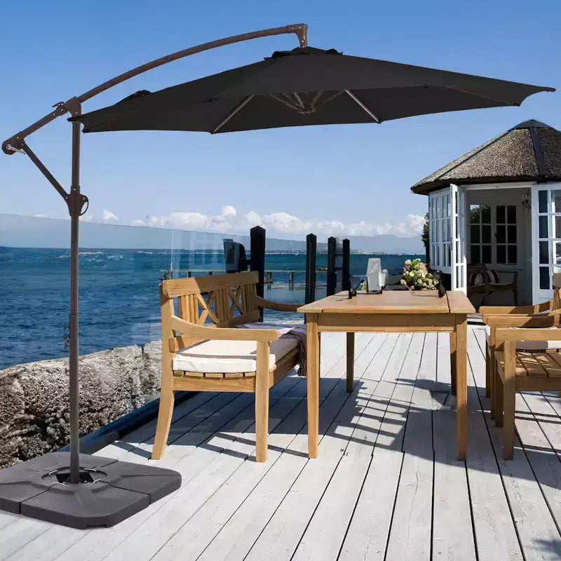 Parasol déporté de patio avec base en croix