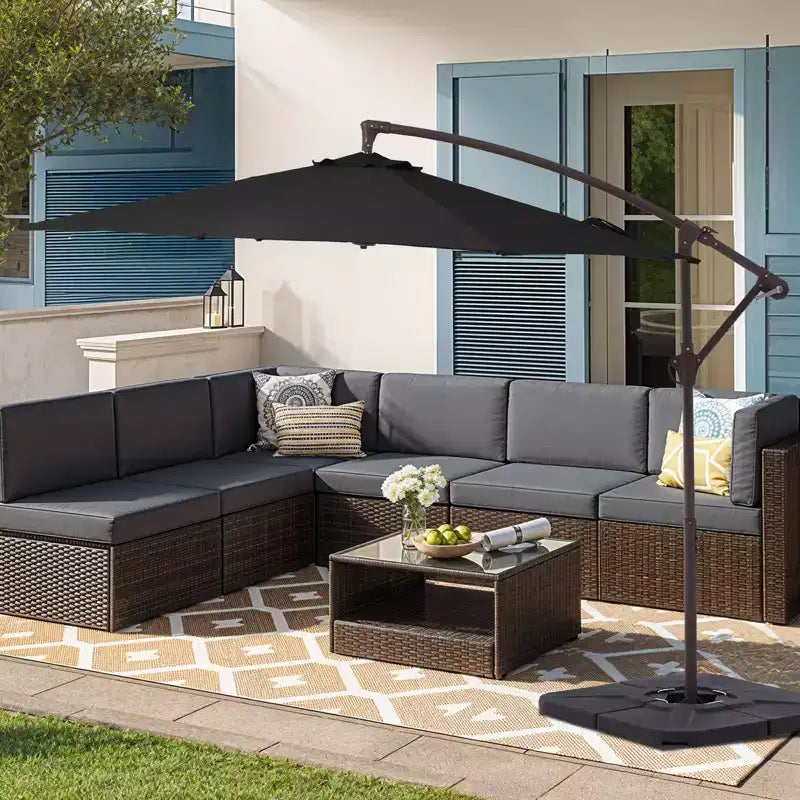 Parasol déporté de patio avec base en croix
