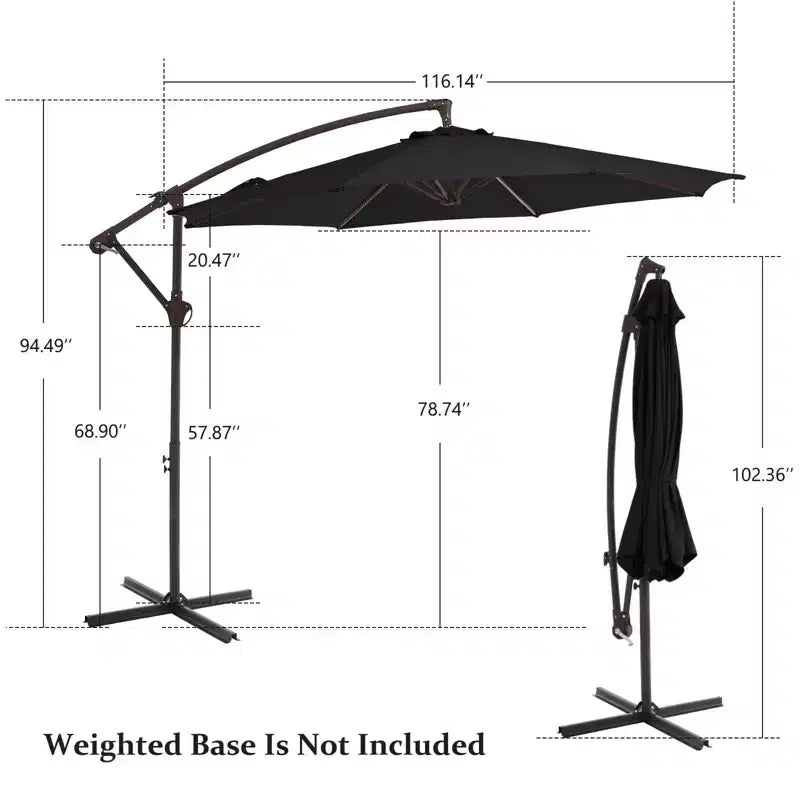 Parasol déporté de patio avec base en croix