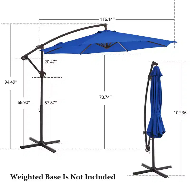 Parasol déporté de patio avec base en croix