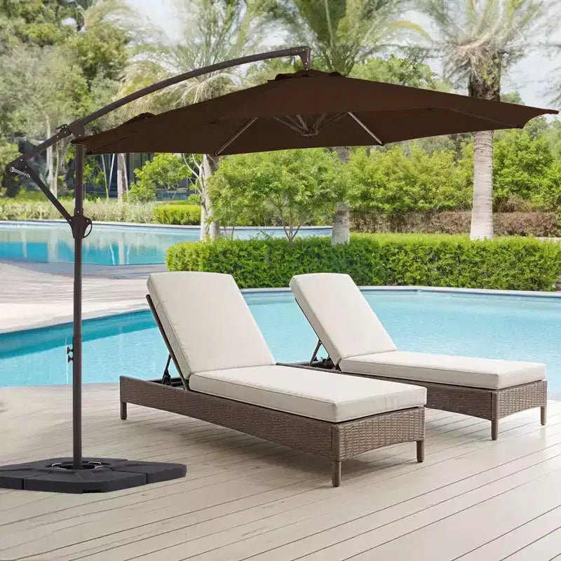 Parasol déporté de patio avec base en croix
