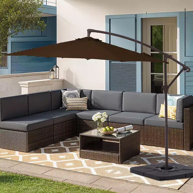 Parasol déporté de patio avec base en croix
