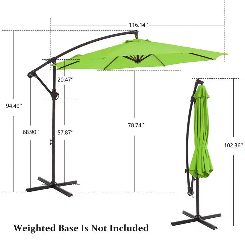Parasol déporté de patio avec base en croix