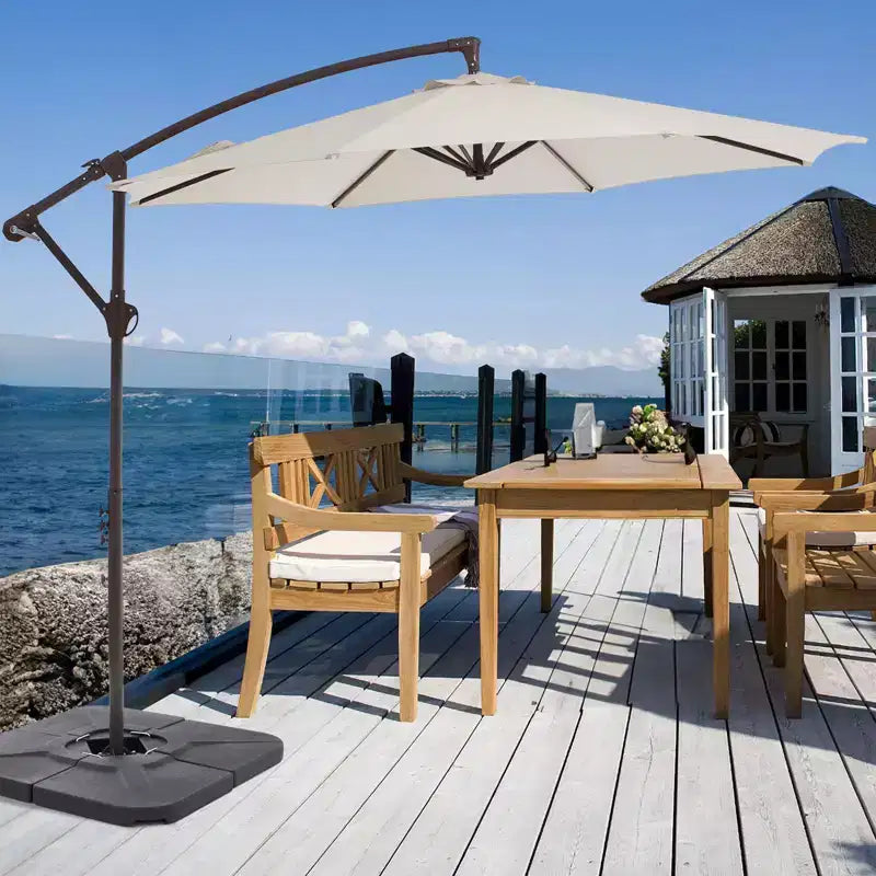 Parasol déporté de patio avec base en croix
