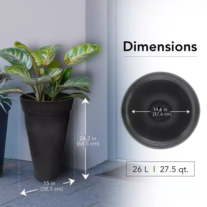 Jardinière haute ronde à réserve d'eau pour intérieur et extérieur
