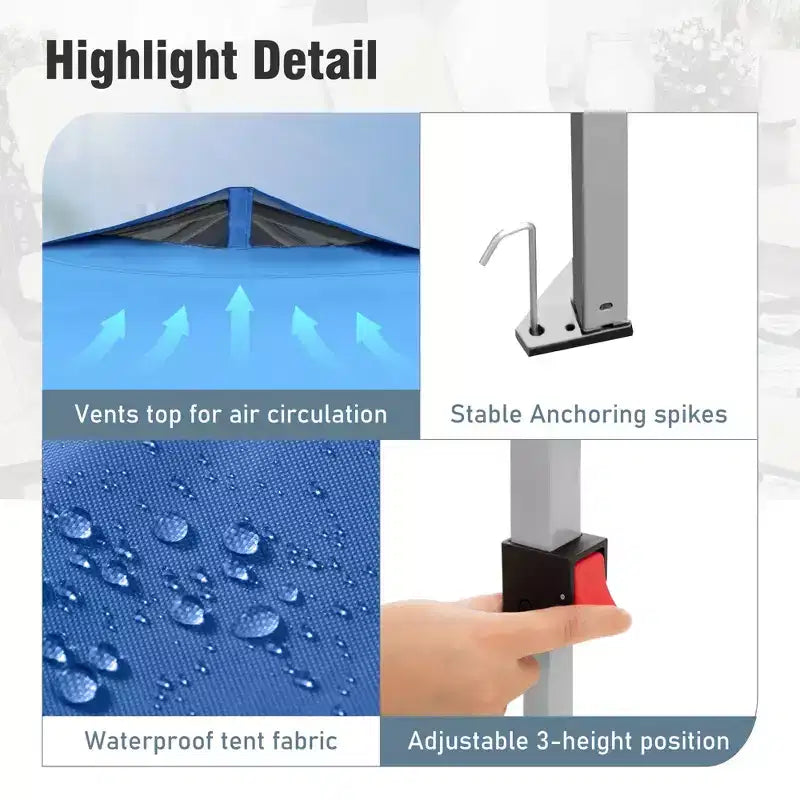 Tente tonnelle escamotable extérieure – Abri solaire portable
