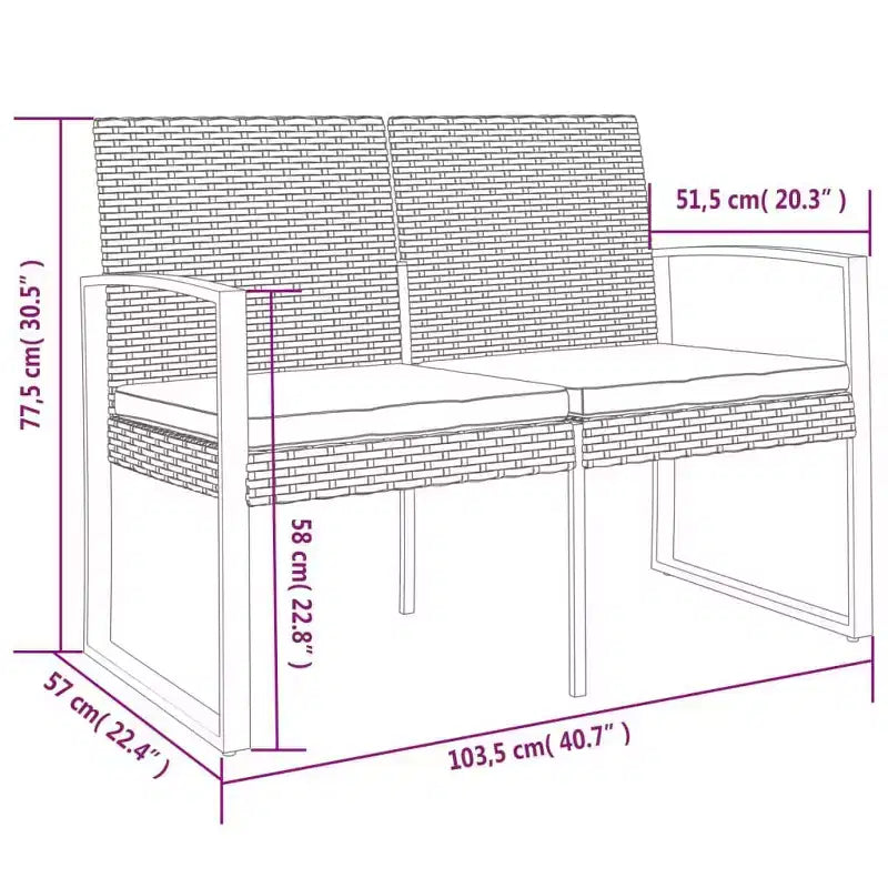Banc d'extérieur Banc avec coussins