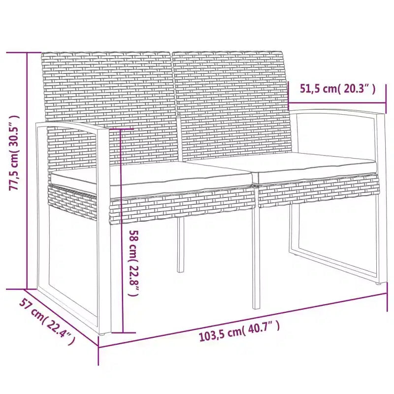 Banc d'extérieur Banc avec coussins