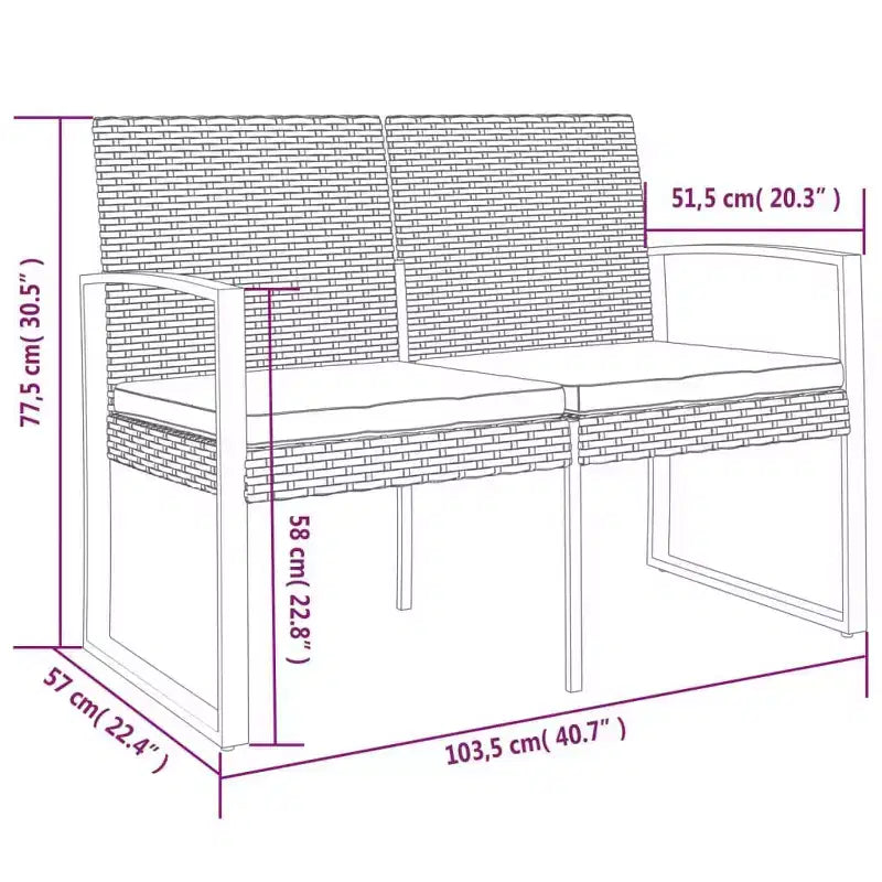 Banc d'extérieur Banc avec coussins