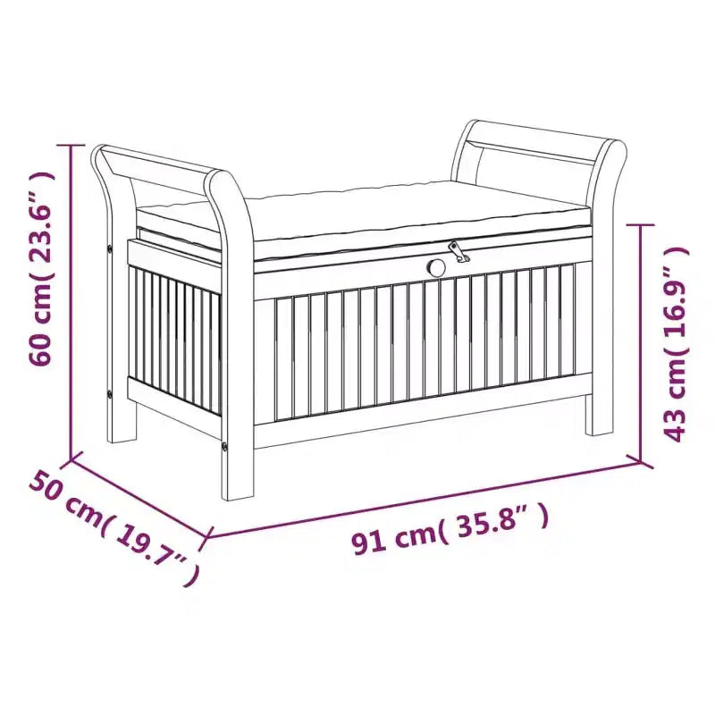 Causeuse coussin bois massif acacia pour l'extérieur