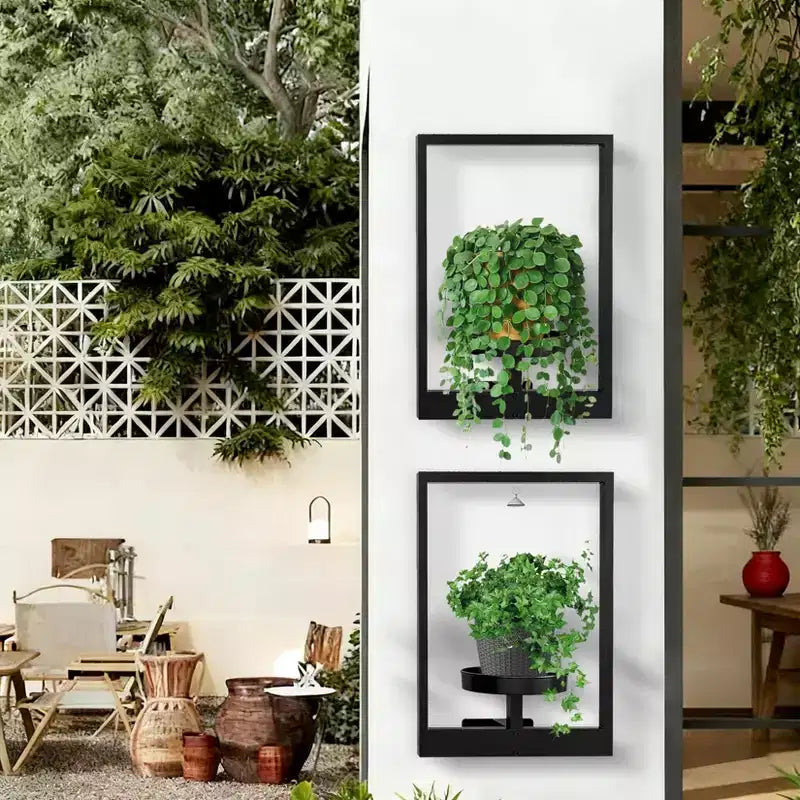 Étagères murales en métal noir pour plantes et jardinières