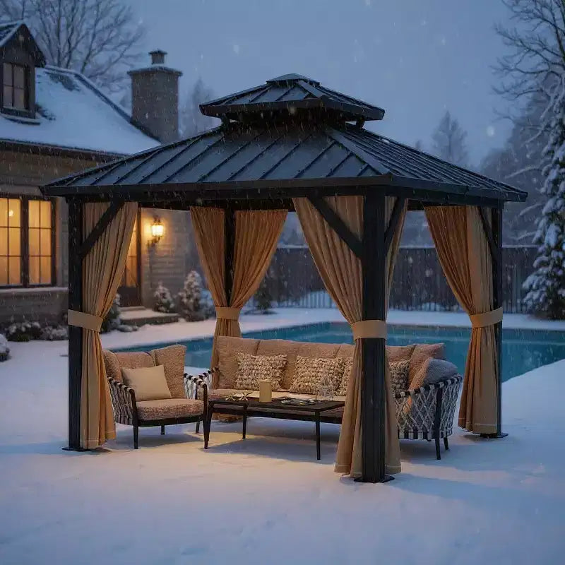 Gazébo à toit rigide robuste
