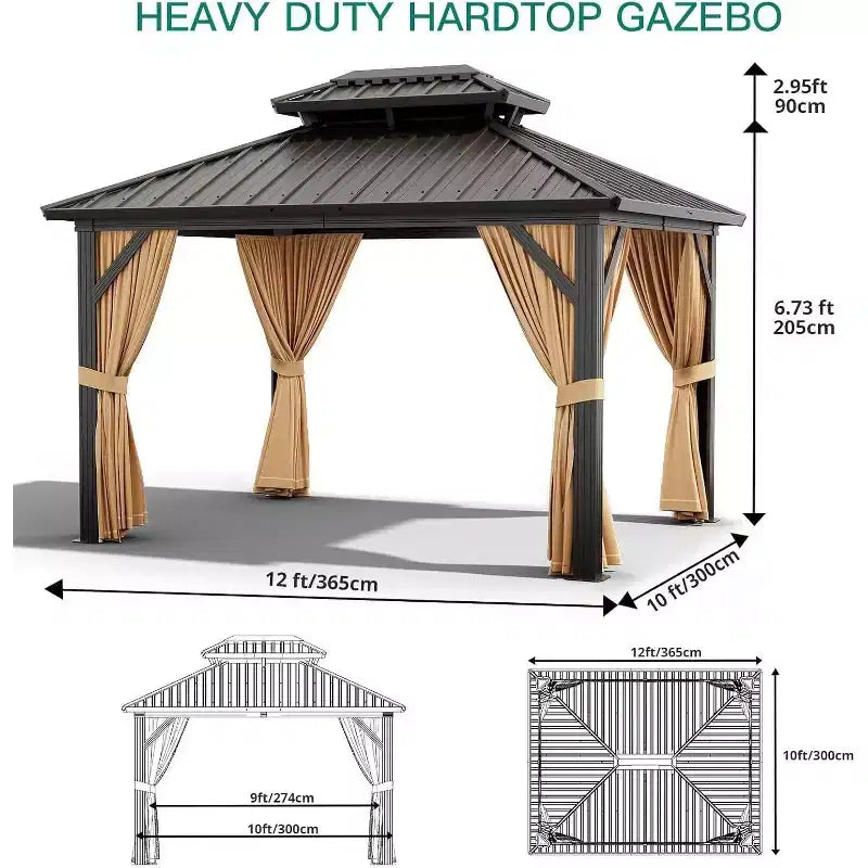 Gazébo à toit rigide robuste