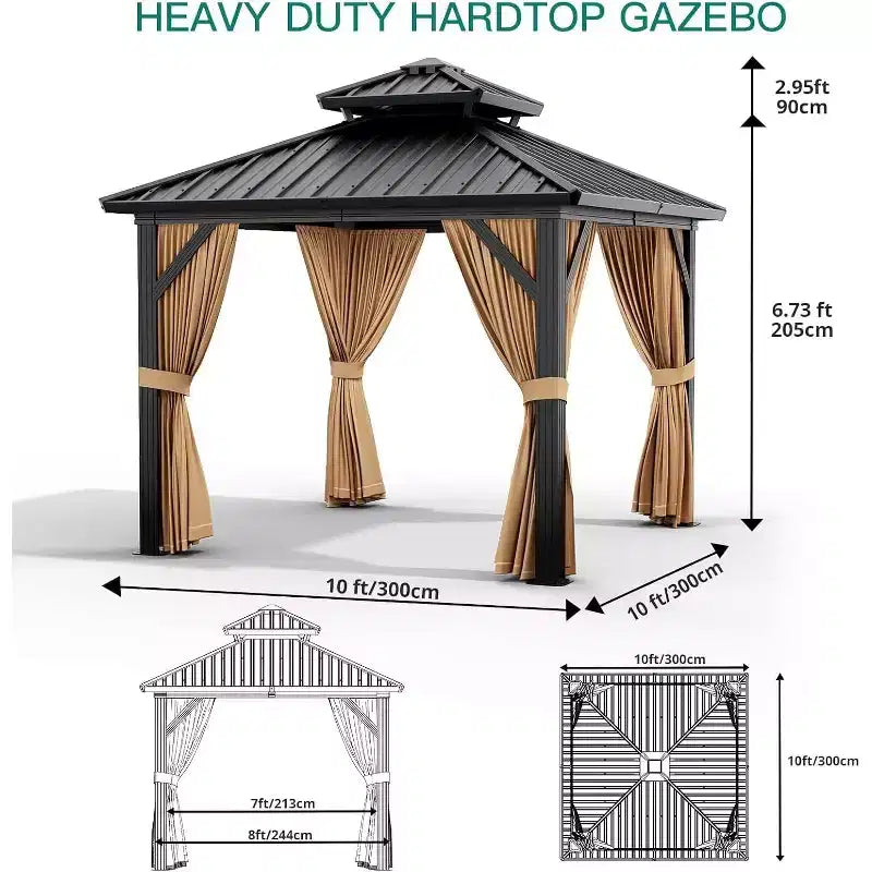 Gazébo à toit rigide robuste