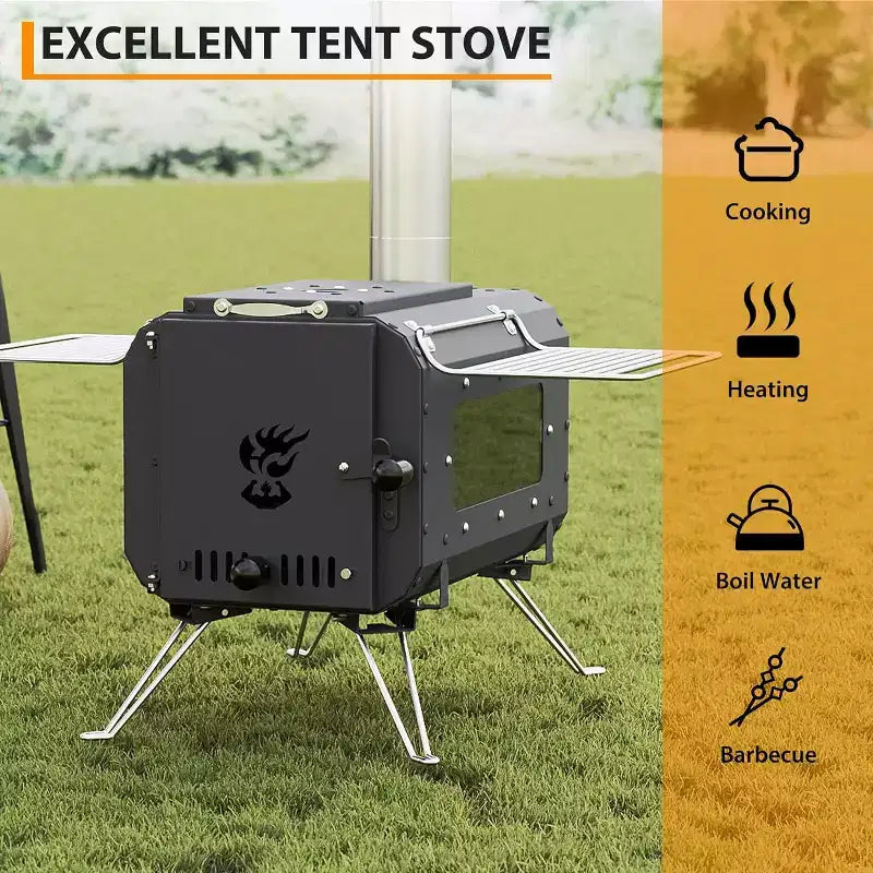 Poêle de camping à bois en fonte