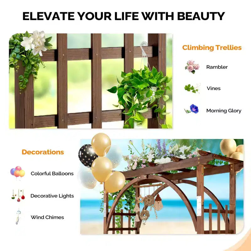 Arche de jardin en bois avec porte