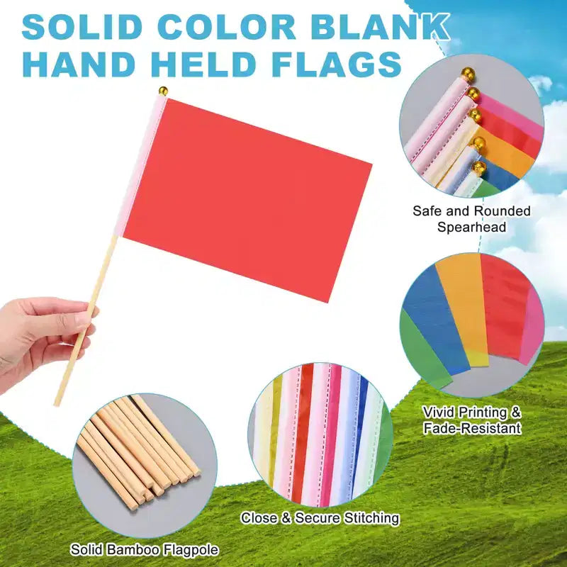 Mini-drapeaux en polyester vierges pour sublimation, portatifs