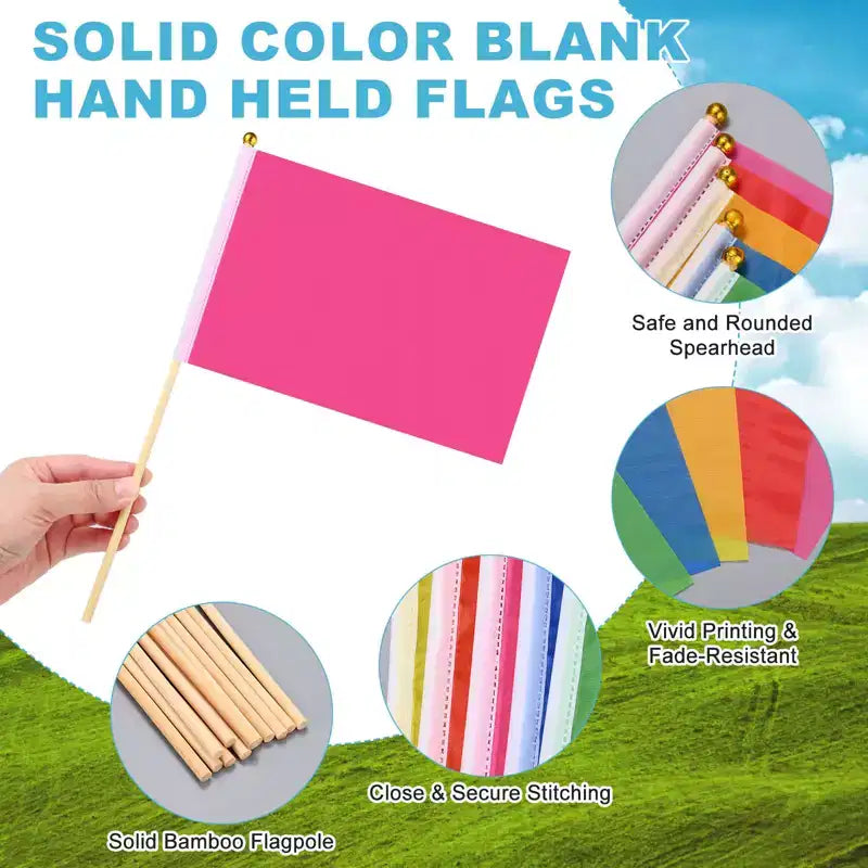 Mini-drapeaux en polyester vierges pour sublimation, portatifs