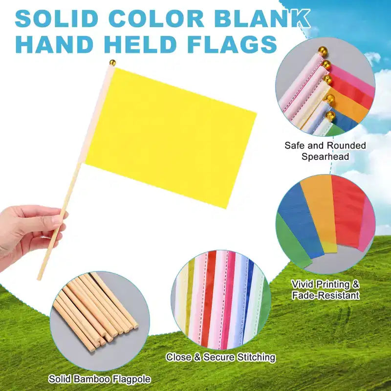 Mini-drapeaux en polyester vierges pour sublimation, portatifs