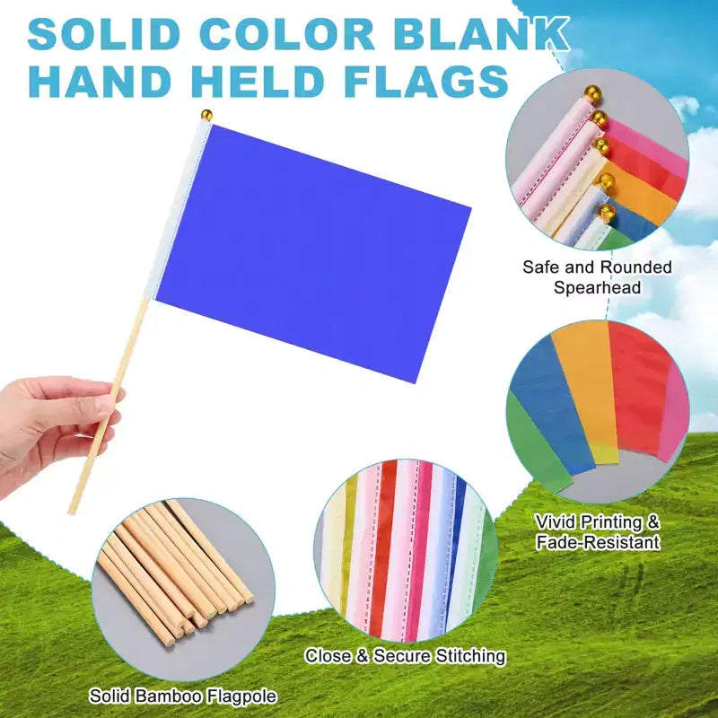 Mini-drapeaux en polyester vierges pour sublimation, portatifs