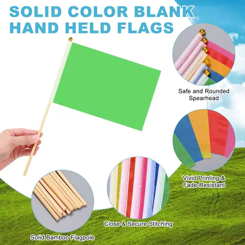 Mini-drapeaux en polyester vierges pour sublimation, portatifs