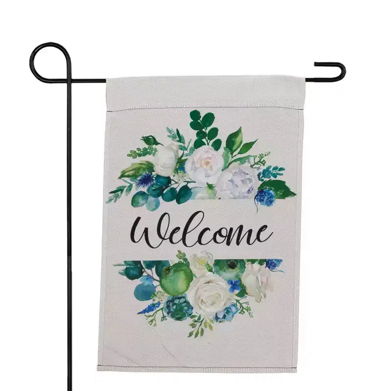Drapeau de jardin extérieur Motif fleurs mélangées Bienvenue au printemps