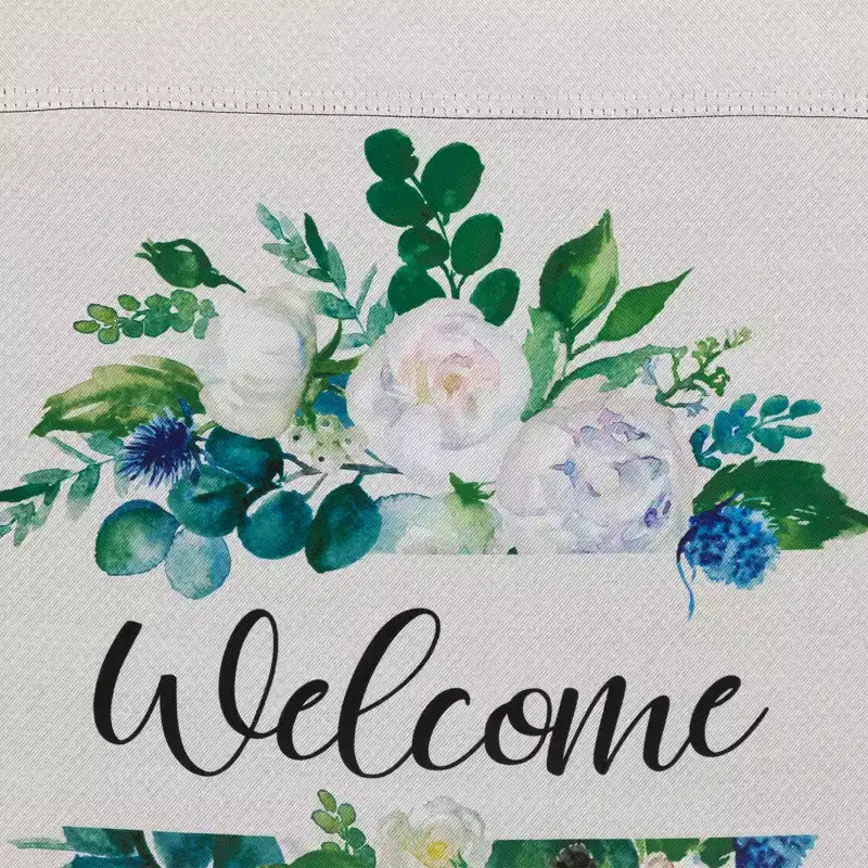 Drapeau de jardin extérieur Motif fleurs mélangées Bienvenue au printemps