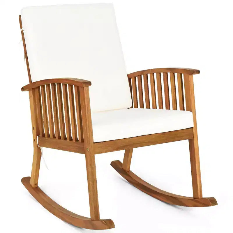 Bistro basculant en bois d'acacia avec table basse et coussins pour pelouse