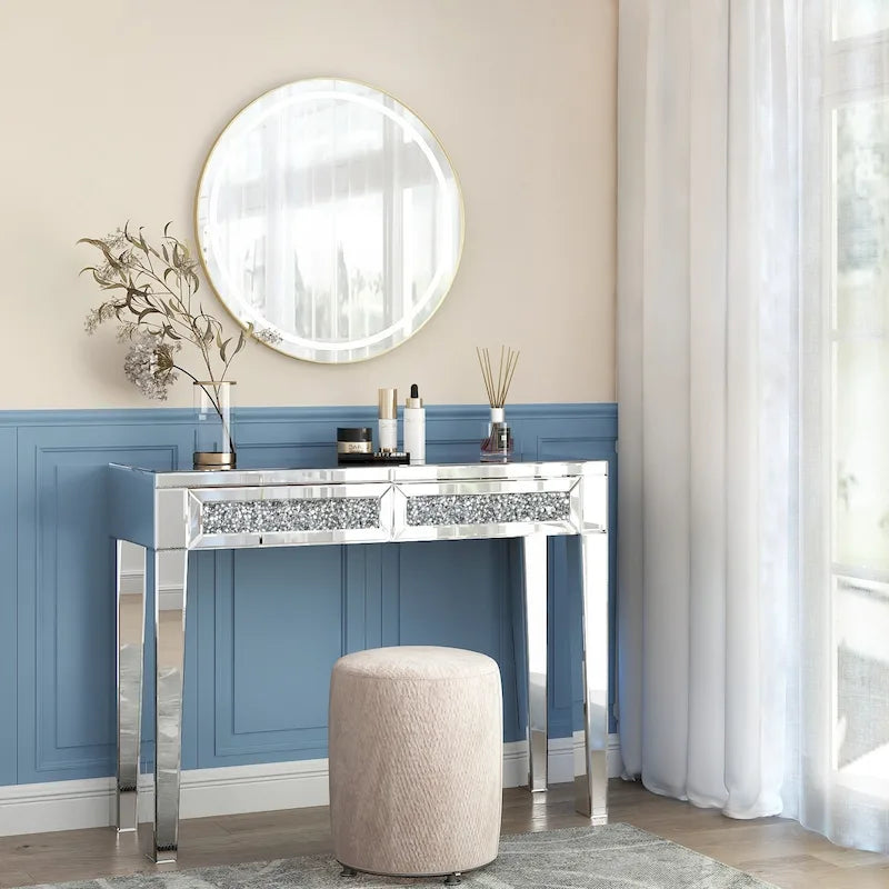 Bureau 2 tiroirs avec miroirs Glam