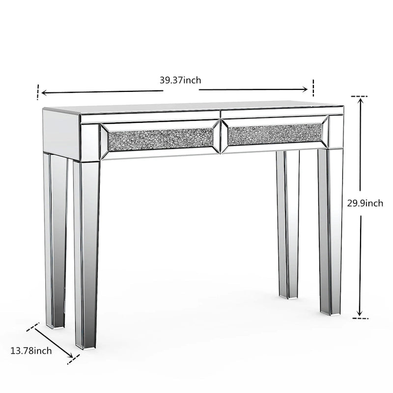 Bureau 2 tiroirs avec miroirs Glam