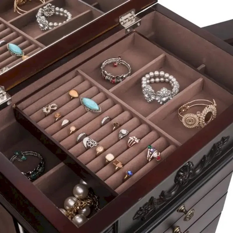 Coiffeuse à bijoux élégante avec miroir et crochets à colliers