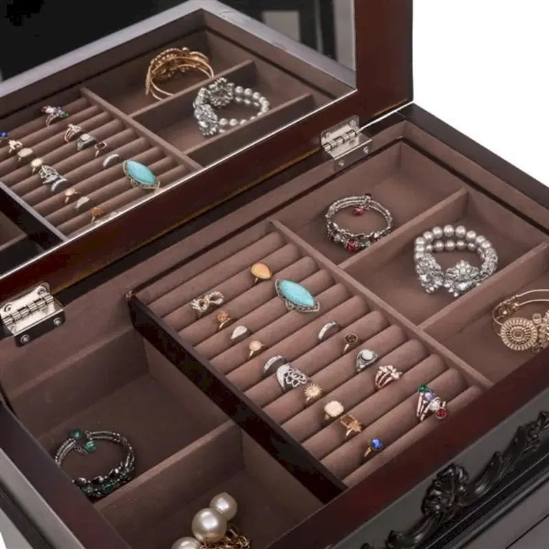 Coiffeuse à bijoux élégante avec miroir et crochets à colliers