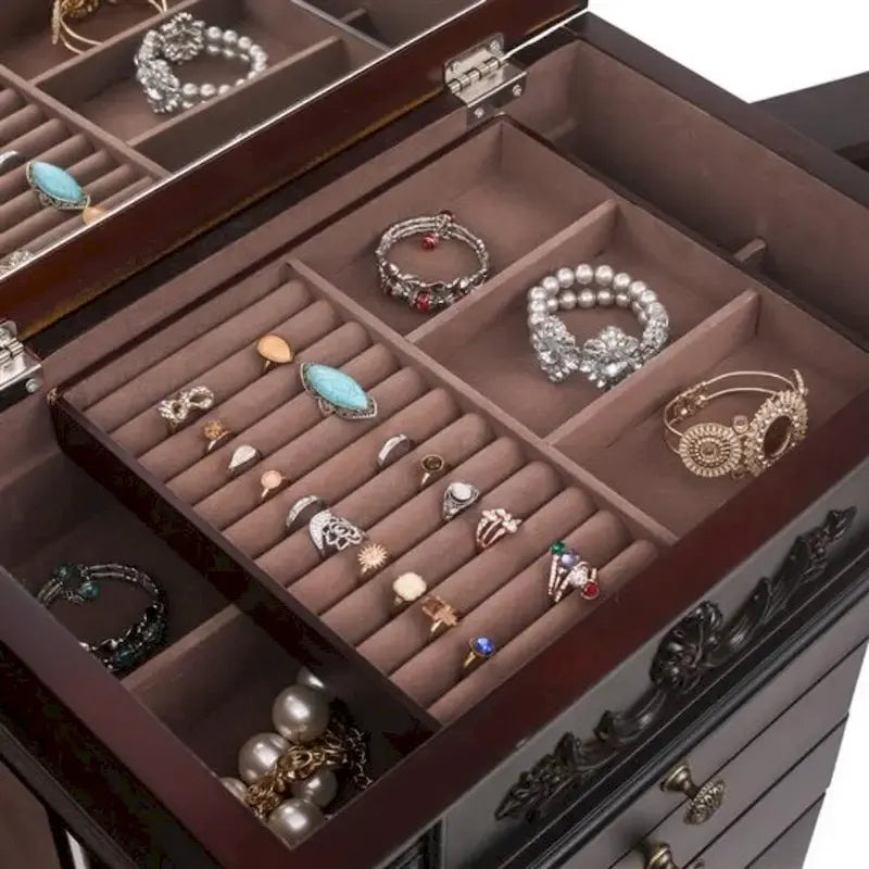 Coiffeuse à bijoux élégante avec miroir et crochets à colliers