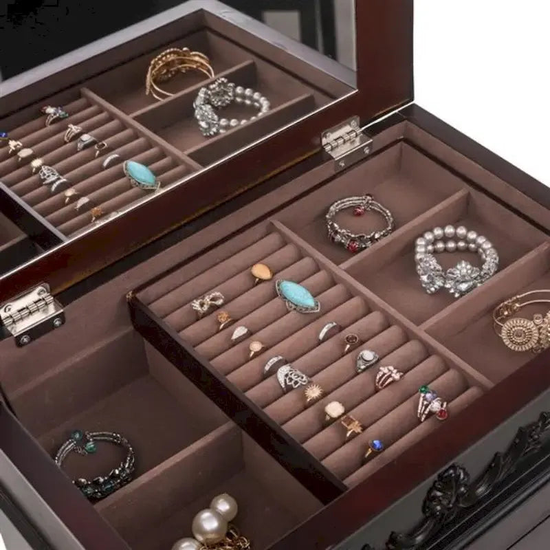 Coiffeuse à bijoux élégante avec miroir et crochets à colliers