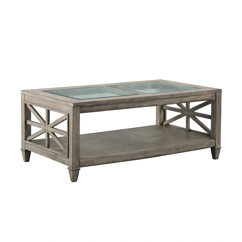 Table basse en verre rectangulaire de grande taille