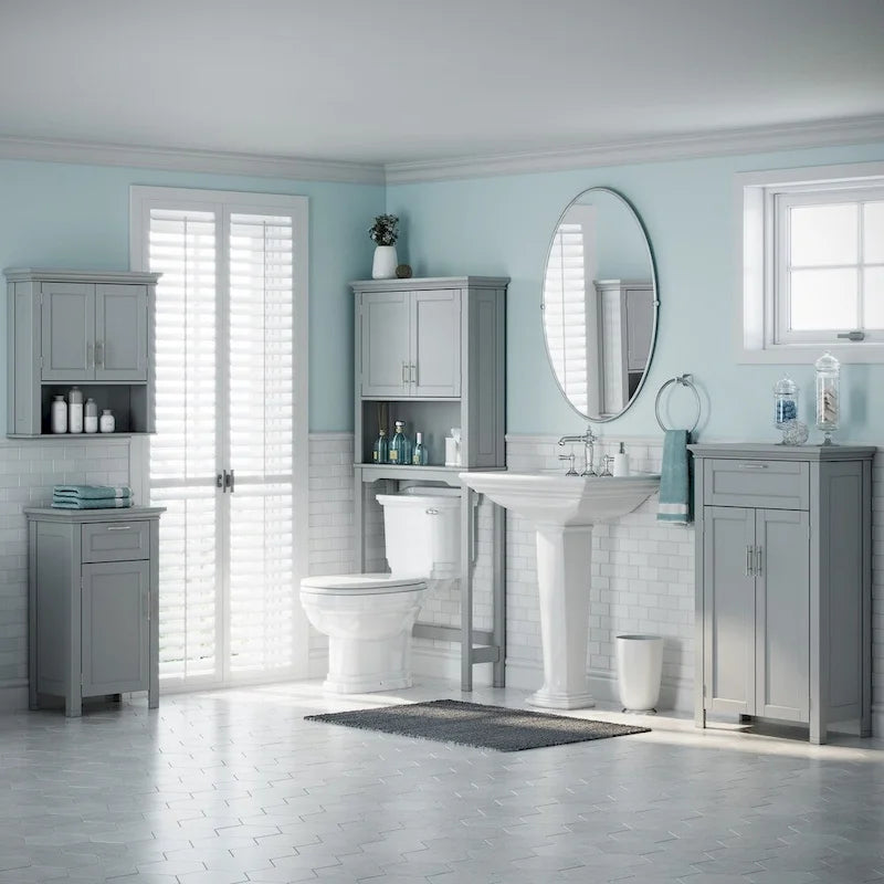 Meuble de rangement à deux portes pour salle de bain et buanderie