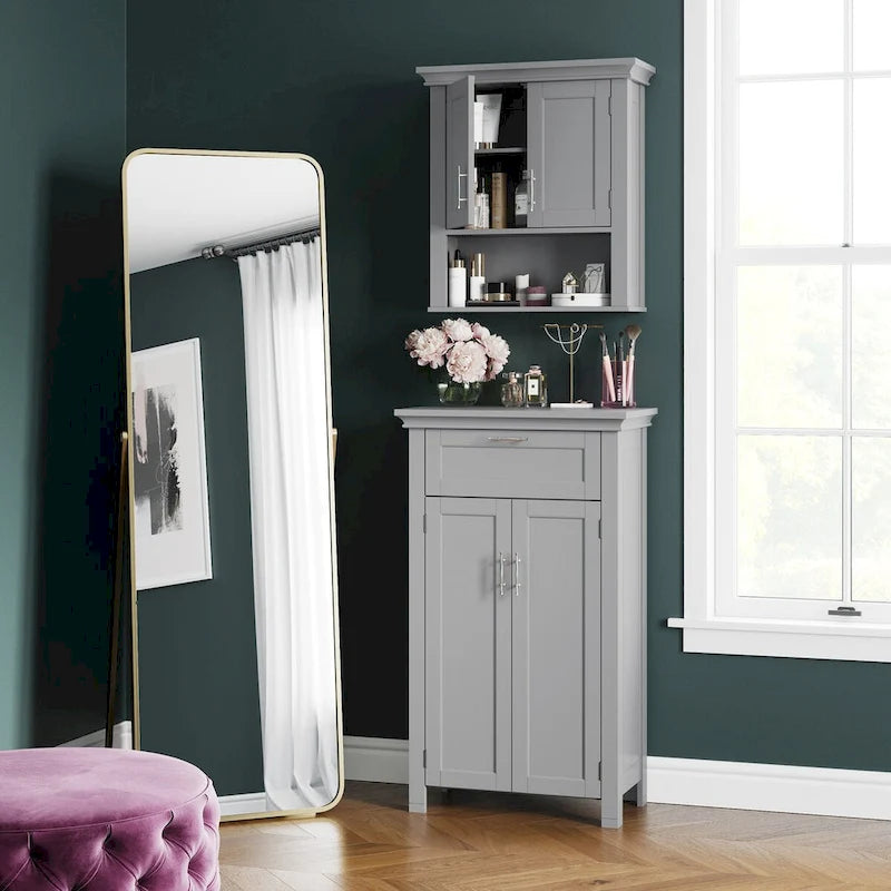 Meuble de rangement à deux portes pour salle de bain et buanderie